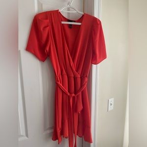 Short sleeved Aqua wrap dress, size XS, bright red